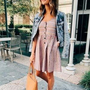 Madewell Scoopneck Tank Dress in Rainbow Stripe